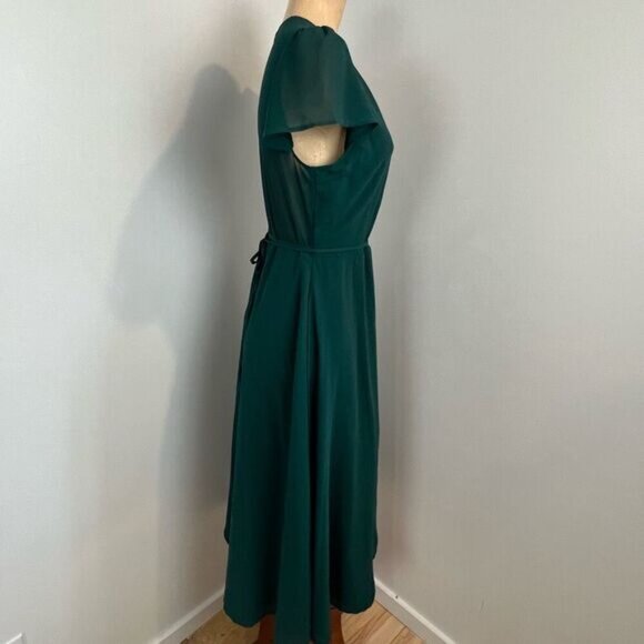 Soieblu Women’s Medium Dark Green Wrap Deep V Formal Dress Maxi Gown Bridesmaid - Picture 4 of 12